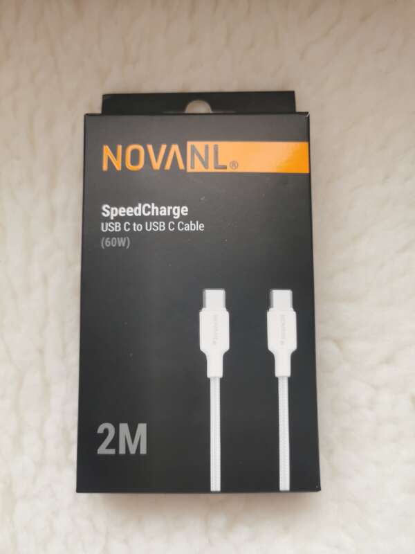 Câble USB-C vers USB-C 60W 2 Mètres – Charge Rapide – Blanc