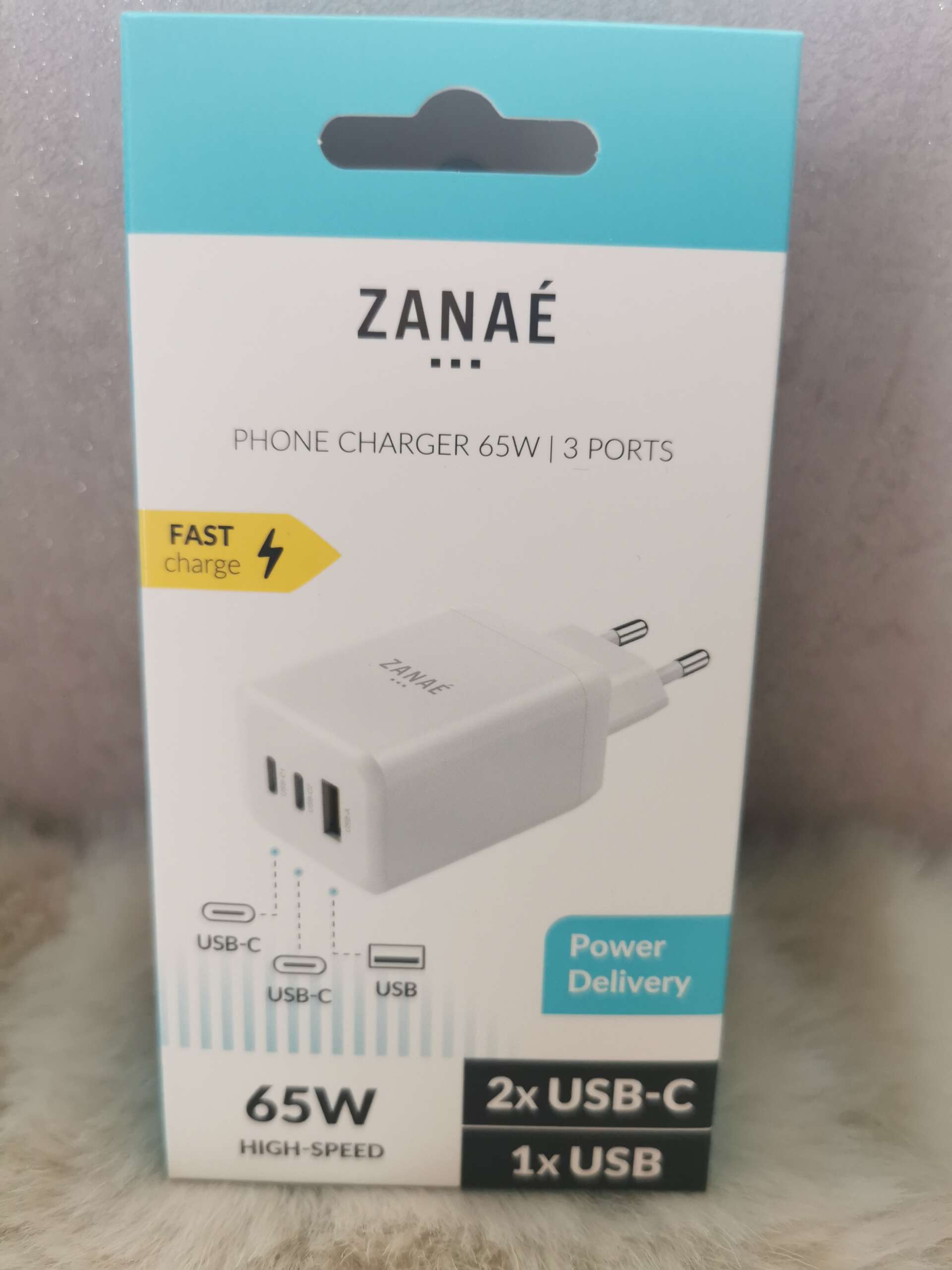 Chargeur Secteur 65W USB-C / USB-A - Blanc